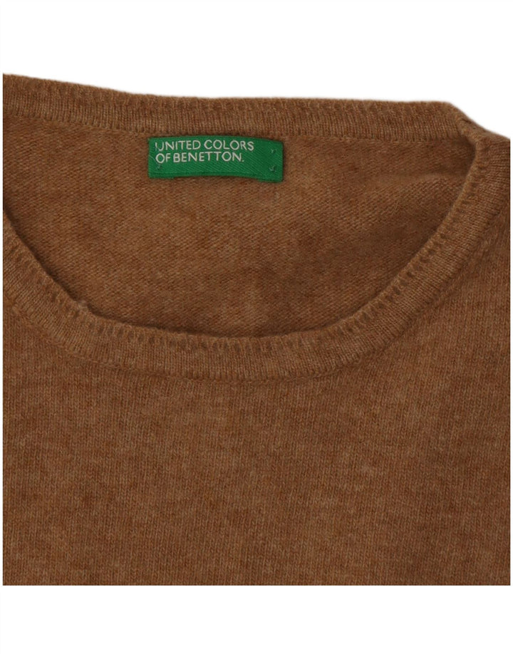 Benetton Pull Col Ras Du Cou Homme Marron Moyen