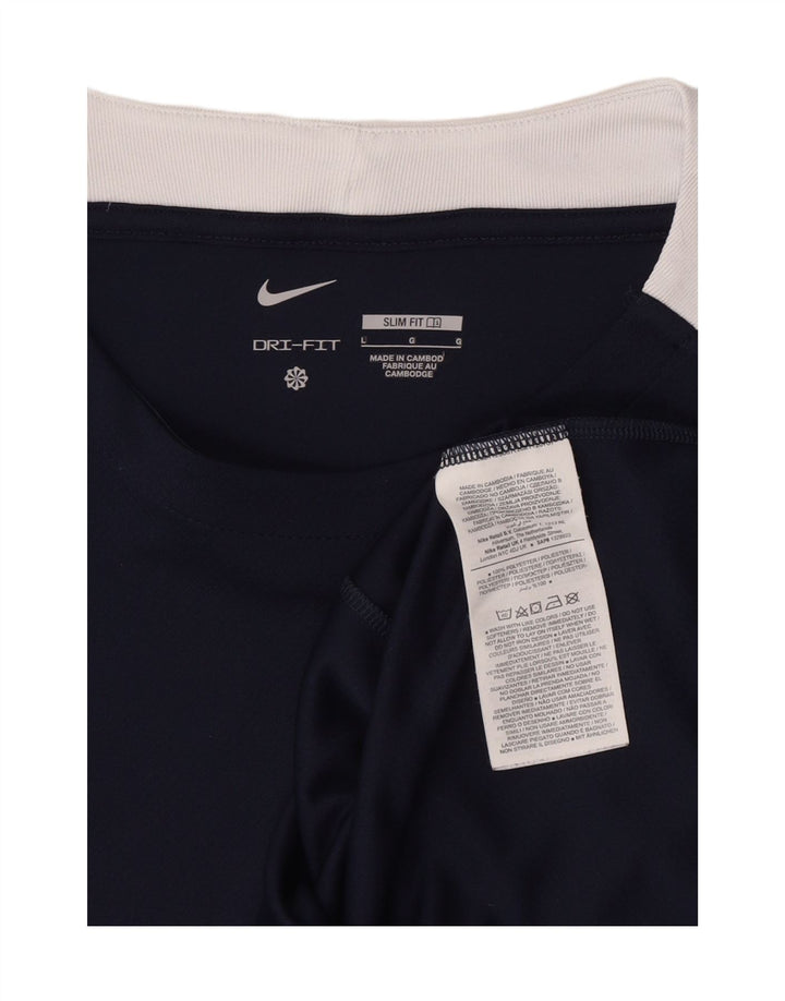 Nike Hommes Dri Fit Slim T-Shirt Haut Large Bleu Marine Colorblock Polyester