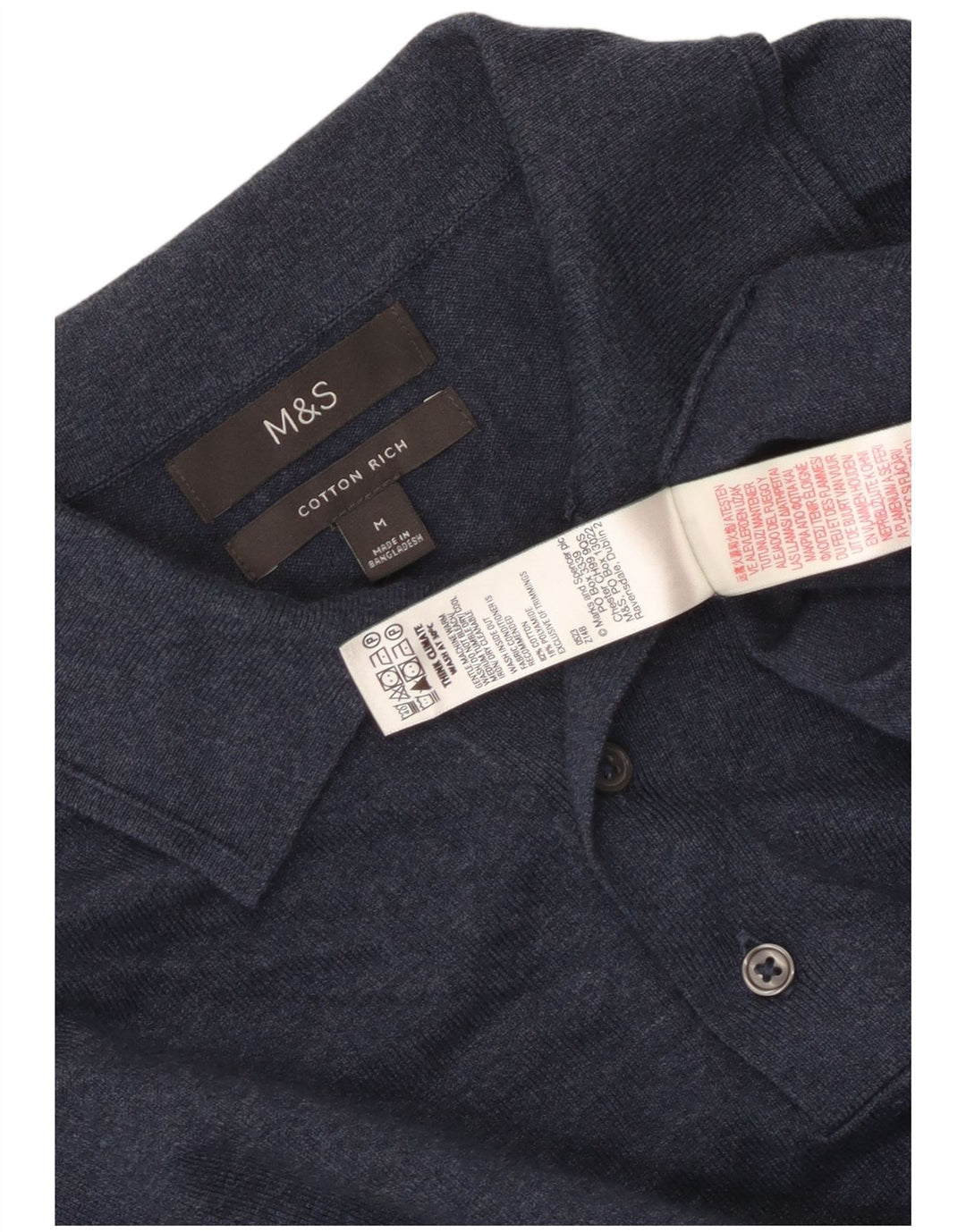 Marks & Spencer Pull à col polo pour homme Bleu marine moucheté