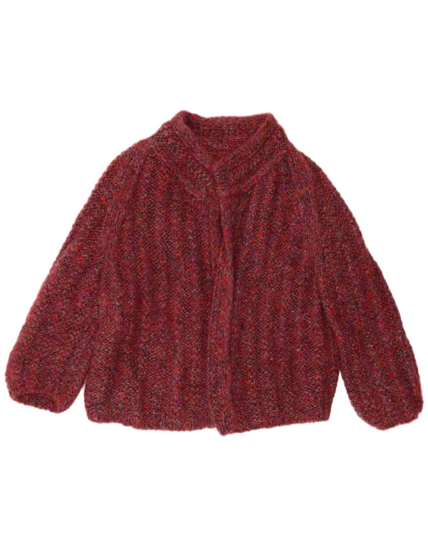 vintage Womens Open Cardigan Sweater UK 18 XL Bordeaux Moucheté