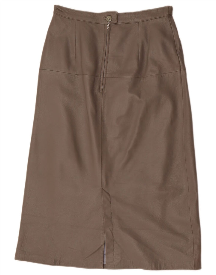 jupe en cuir Midi femme vintage EU 40 Moyen W28 Marron