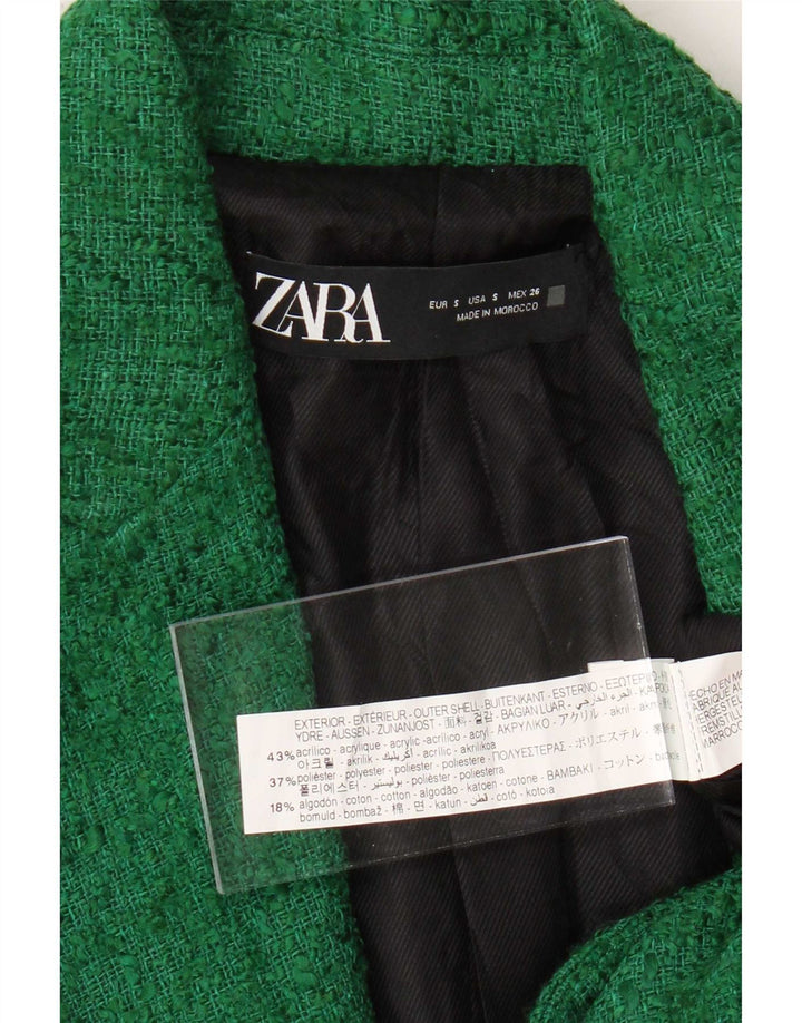 Zara Veste Blazer 1 Bouton Femme UK 10 Petit Acrylique Vert