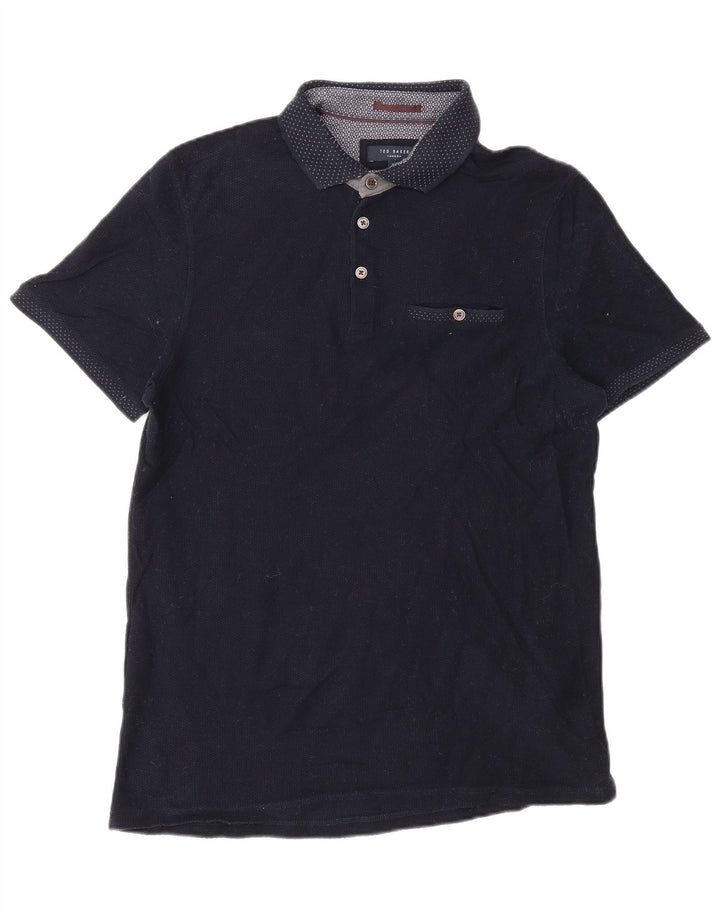 Ted Baker Polo Homme Taille 4 Large Bleu Marine Coton