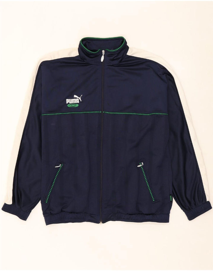PUMA Mens Graphic Tracksuit Top Jacket XL Navy Blue Colourblock Polyester Vintage Puma and Second-Hand Puma from Messina Hembry 