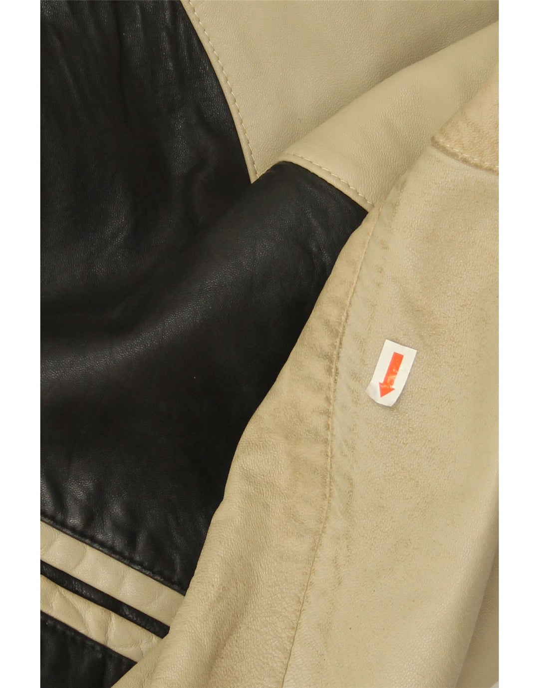 veste en cuir homme vintage UK 38 Peau d’agneau colorblock noir moyen