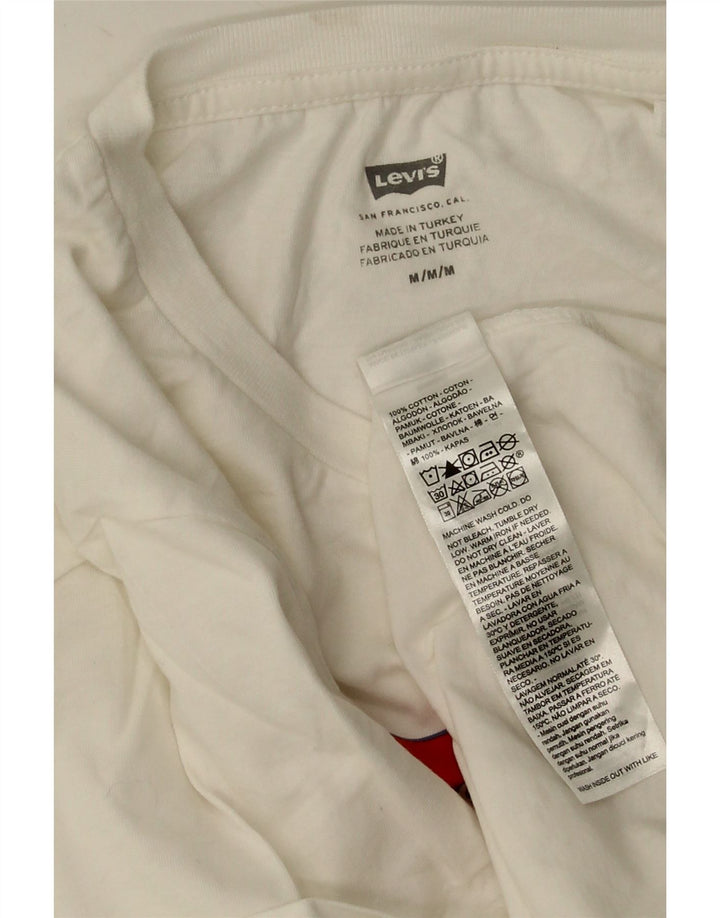 Levi's T-Shirt Graphique Femme UK 14 Coton Blanc Moyen