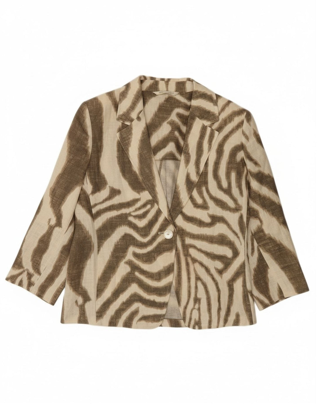 vintage Femmes Surdimensionné 3/4 Manches Blazer Veste UK 10 Petit Brun