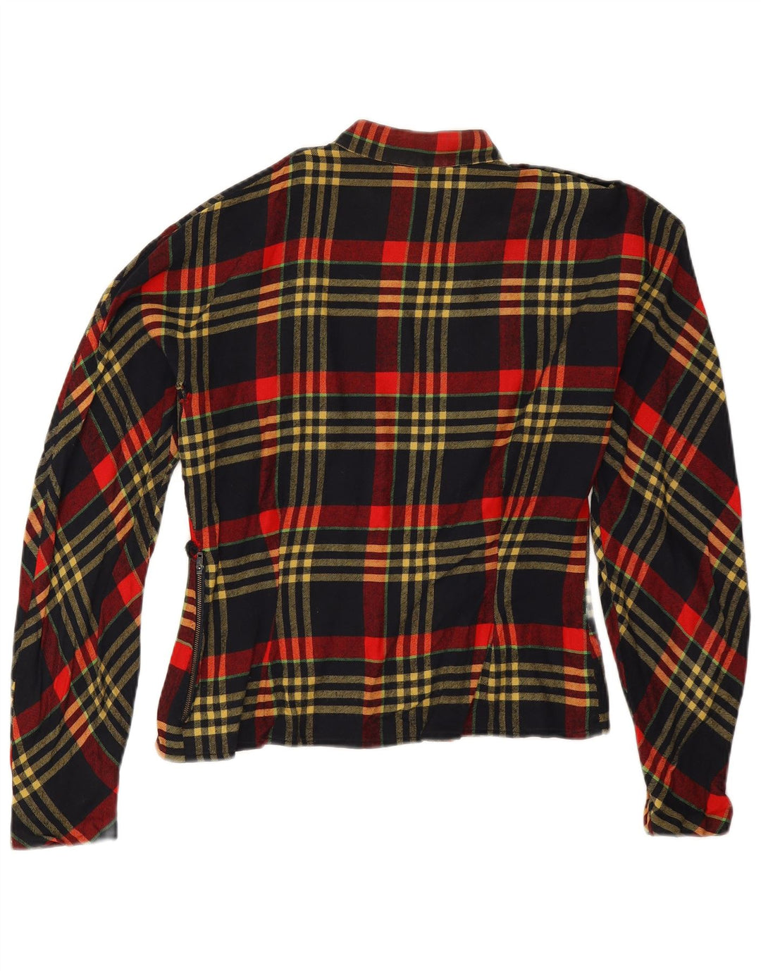 vintage Femme Manches Longues Blouse Top UK 14 Grand Carreau Rouge