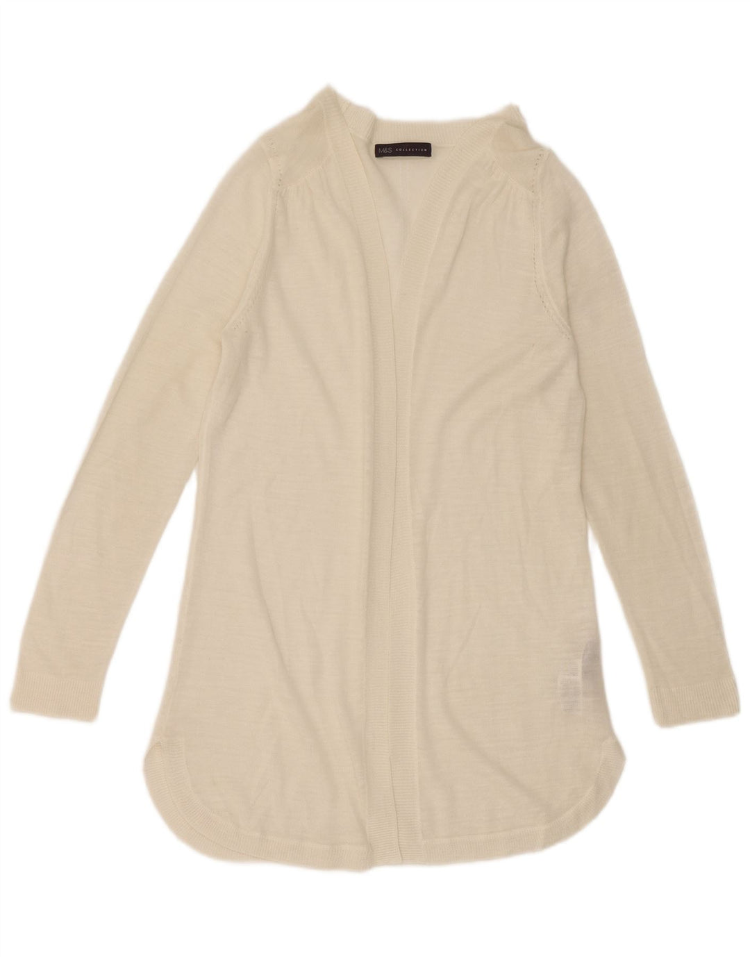 Marks & Spencer Pull cardigan ouvert long pour femme UK 14 Blanc moyen