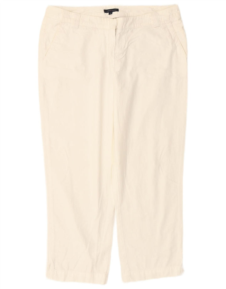TOMMY HILFIGER Pantalon Capri Droit Femme UK 10 W27 L24 Coton Blanc