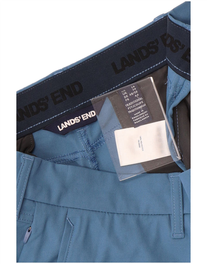 LANDS END Short Chino Homme W34 Grand Bleu Polyester