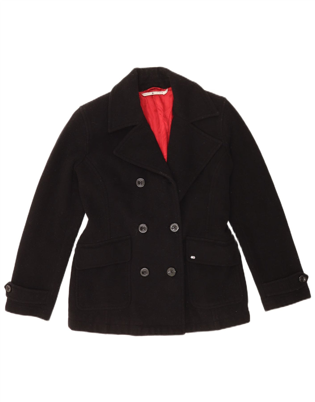 Tommy Hilfiger Caban Femme UK 12 Laine Noir Moyen
