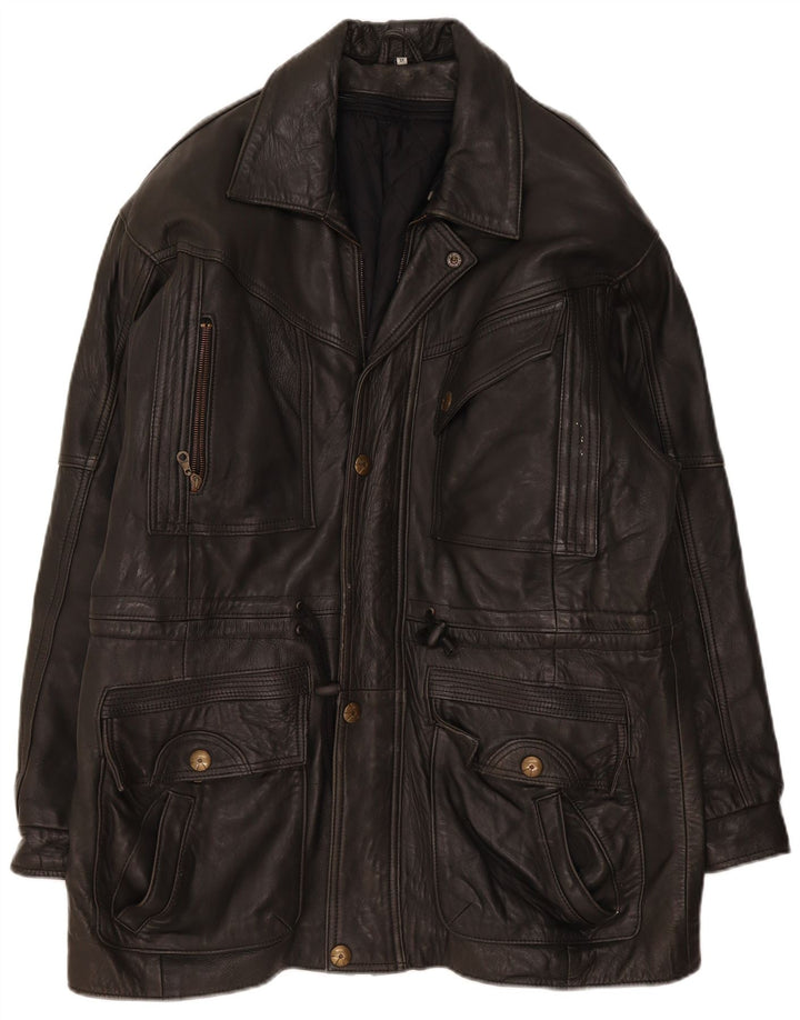 veste en cuir homme vintage UK 42 XL Noir