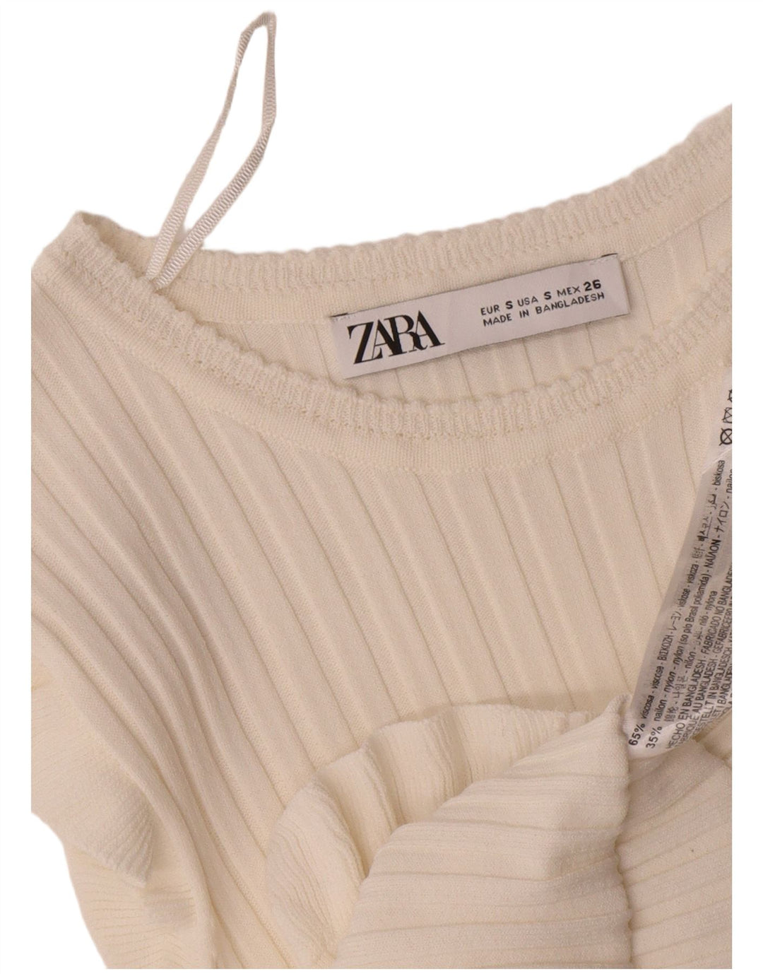 Zara Womens Crop Blouse Top UK 8 Petite Viscose Blanche