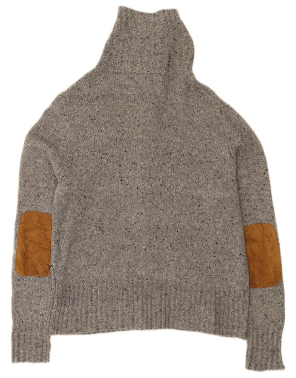 Eddie Bauer Womens Cardigan Sweater UK 16 Large Gris Moucheté Laine d'Agneau
