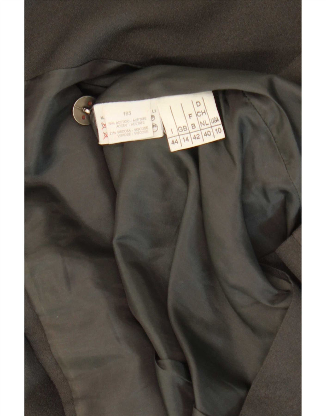 vintage Femme 1 Bouton Blazer Veste UK 14 Acétate Noir Moyen