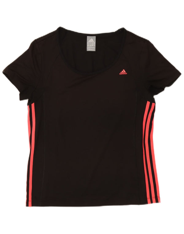 Adidas Climalite T-Shirt Top UK 16/18 Large Noir Polyester