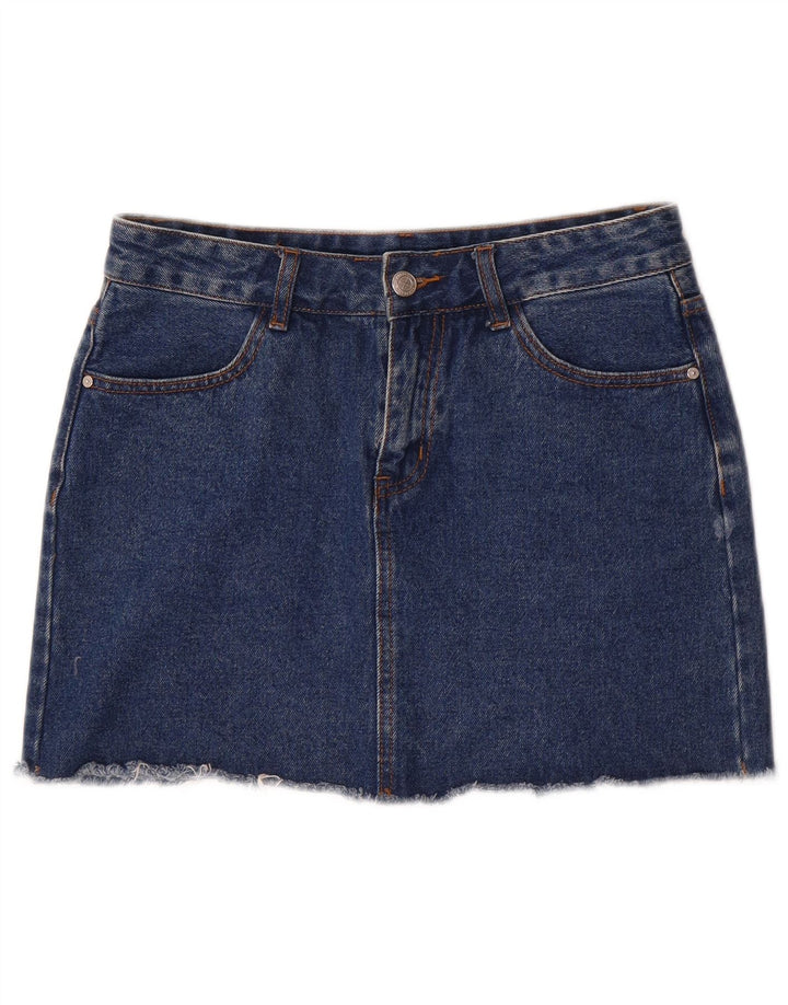 vintage Femme Mini Denim Jupe Moyen W28 Bleu Coton