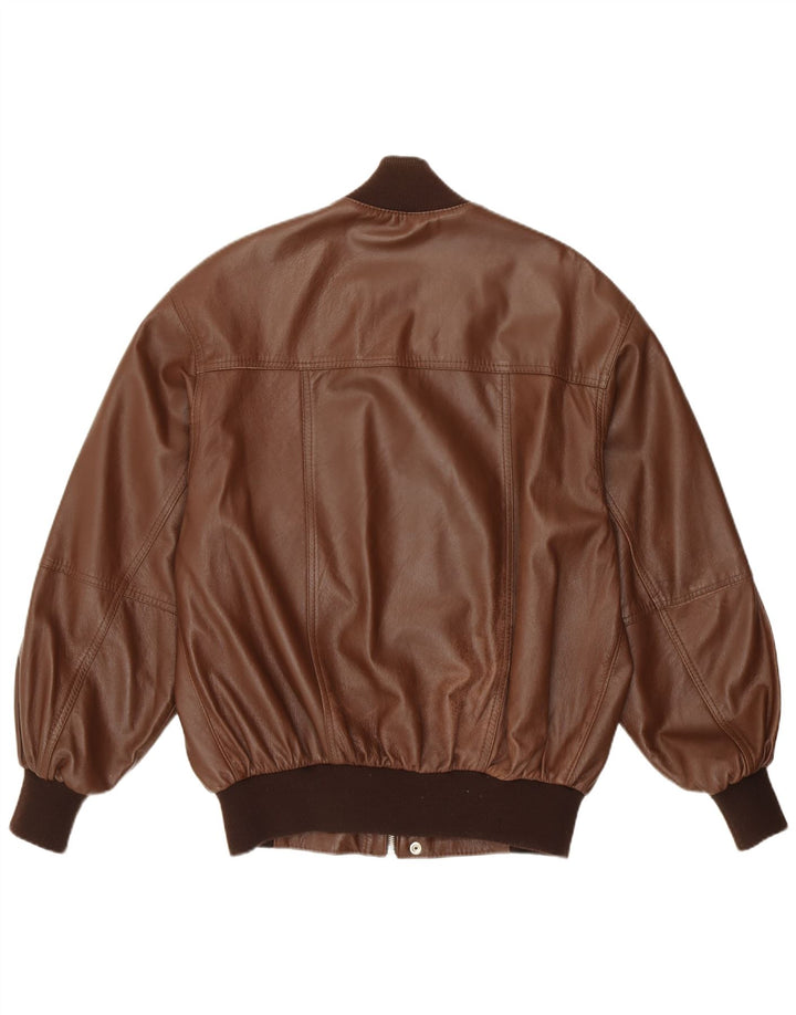 VINTAGE Veste en cuir homme UK 36 Petit cuir marron