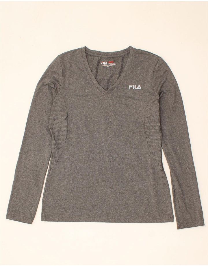FILA Womens Top Long Sleeve UK 12 Medium Grey Vintage Fila and Second-Hand Fila from Messina Hembry 