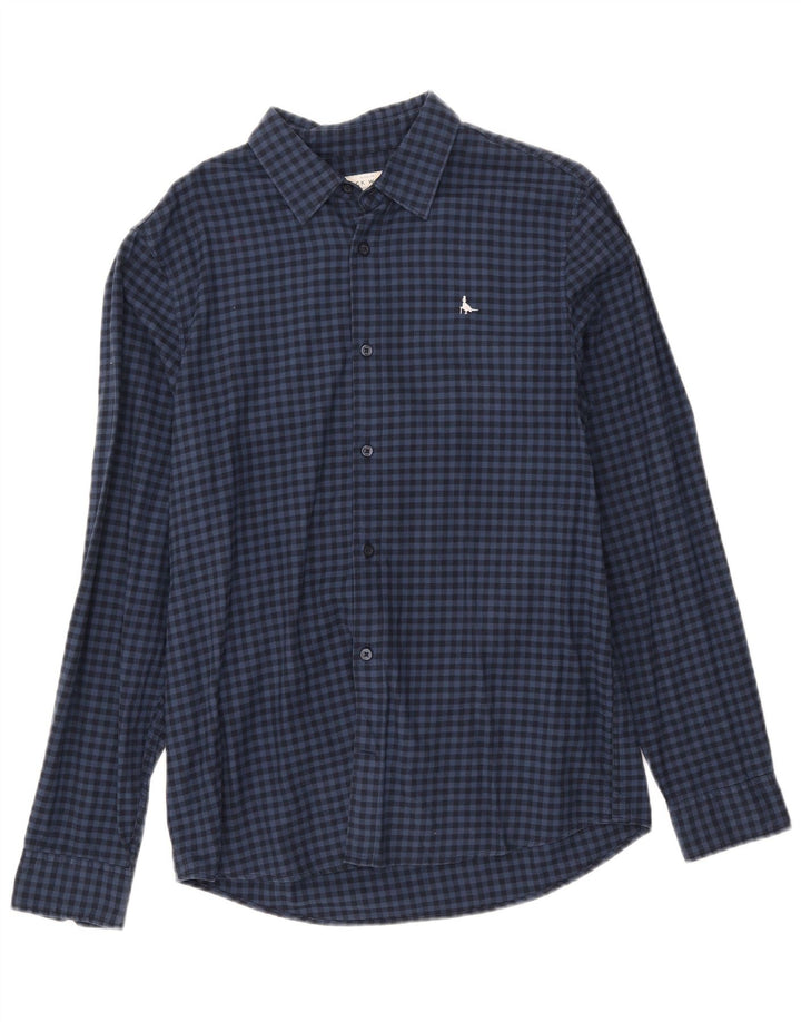 JACK WILLS Chemise classique en flanelle pour homme en coton vichy bleu marine moyen