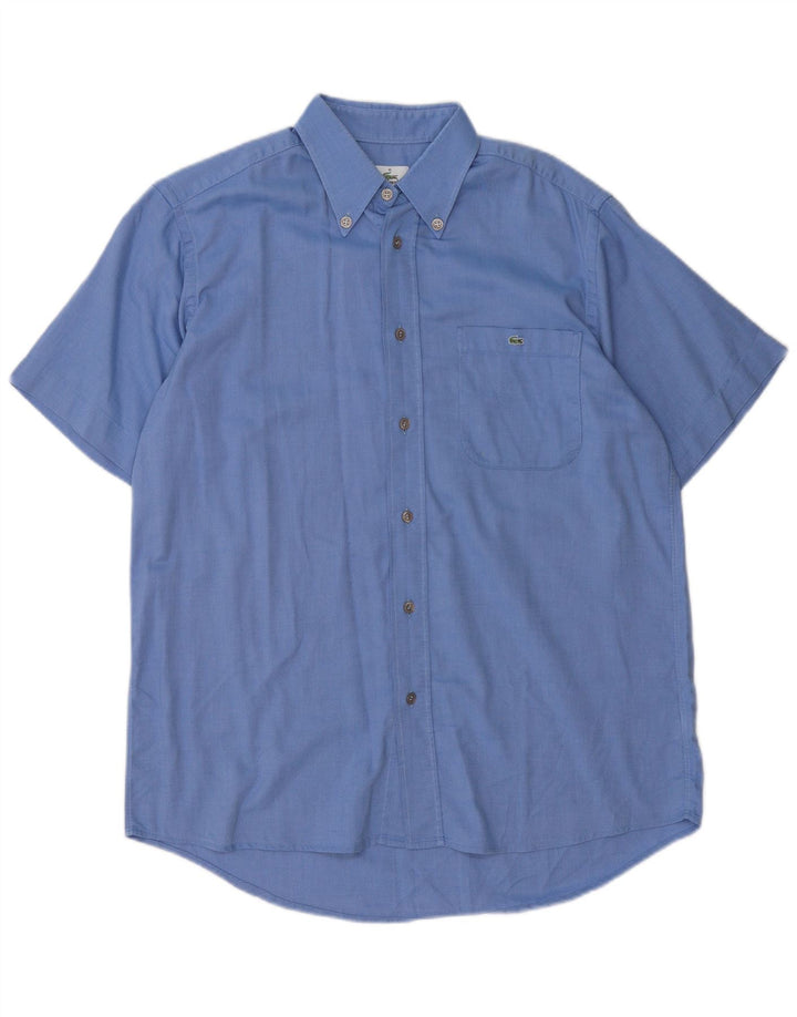 Lacoste Chemise à manches courtes pour hommes Taille 40 Coton bleu moyen