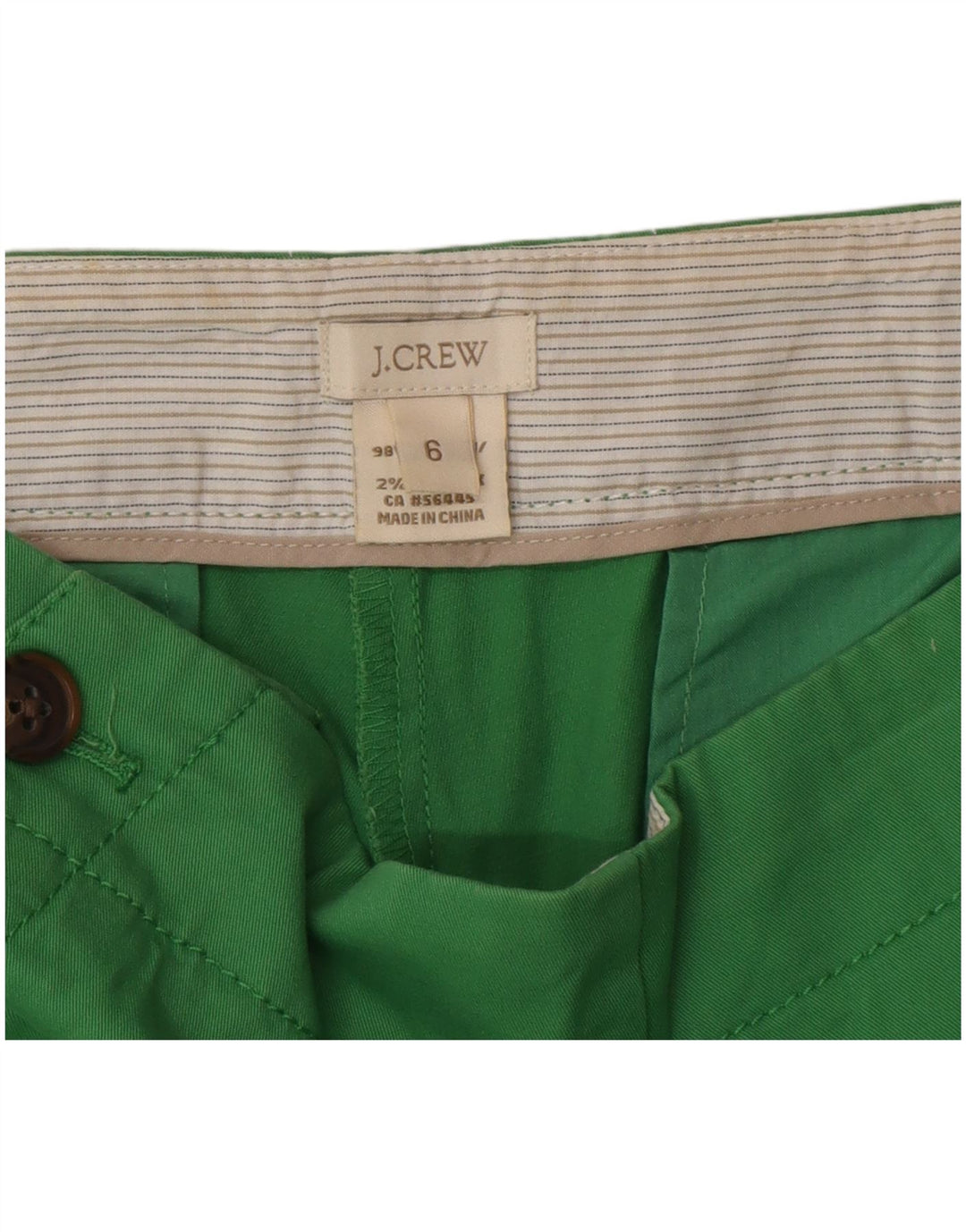 J. Crew Short Chino Femme US 6 Medium W30 Vert Coton