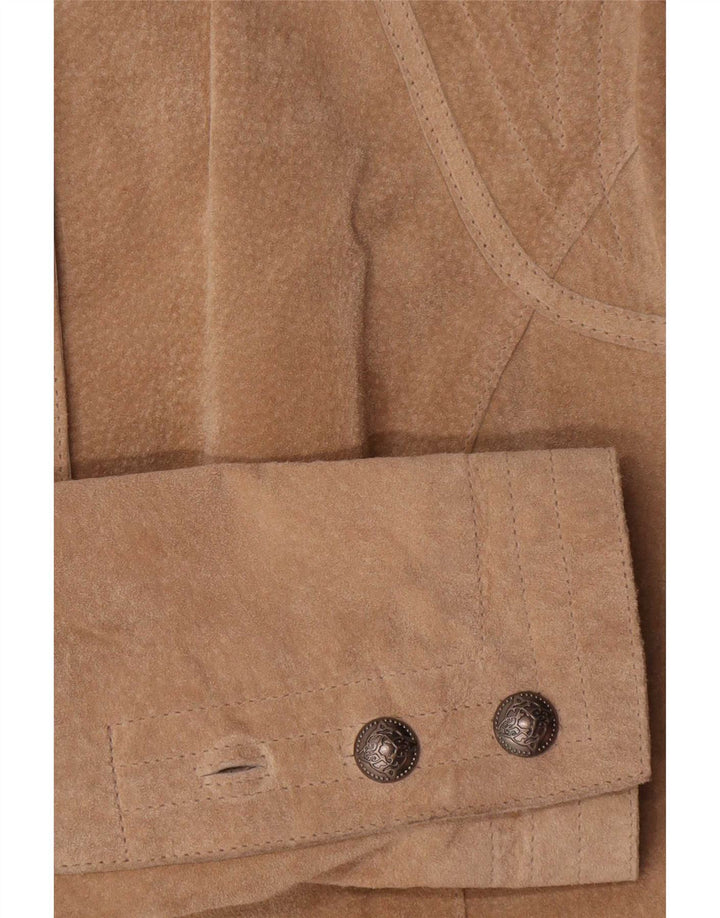 Conbipel Veste blazer en daim à 6 boutons pour femme IT 46 Grand cuir beige