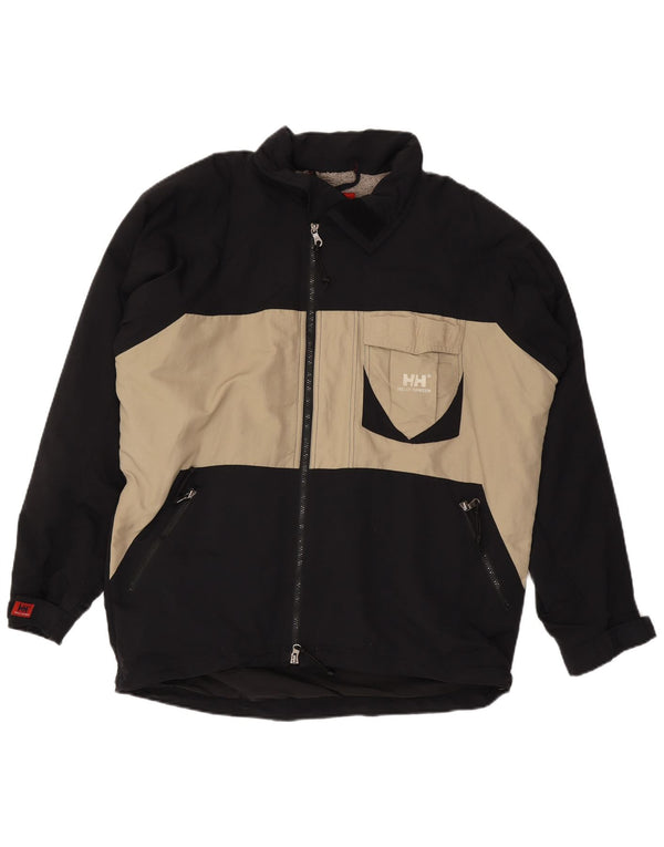 HELLY HANSEN Mens Windbreaker Jacket UK 40 Large Black Colourblock Nylon