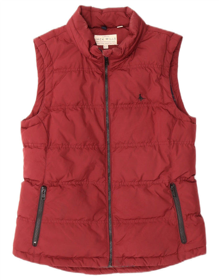 JACK WILLS Womens Padded Gilet UK 10 Small Red Polyester Winter