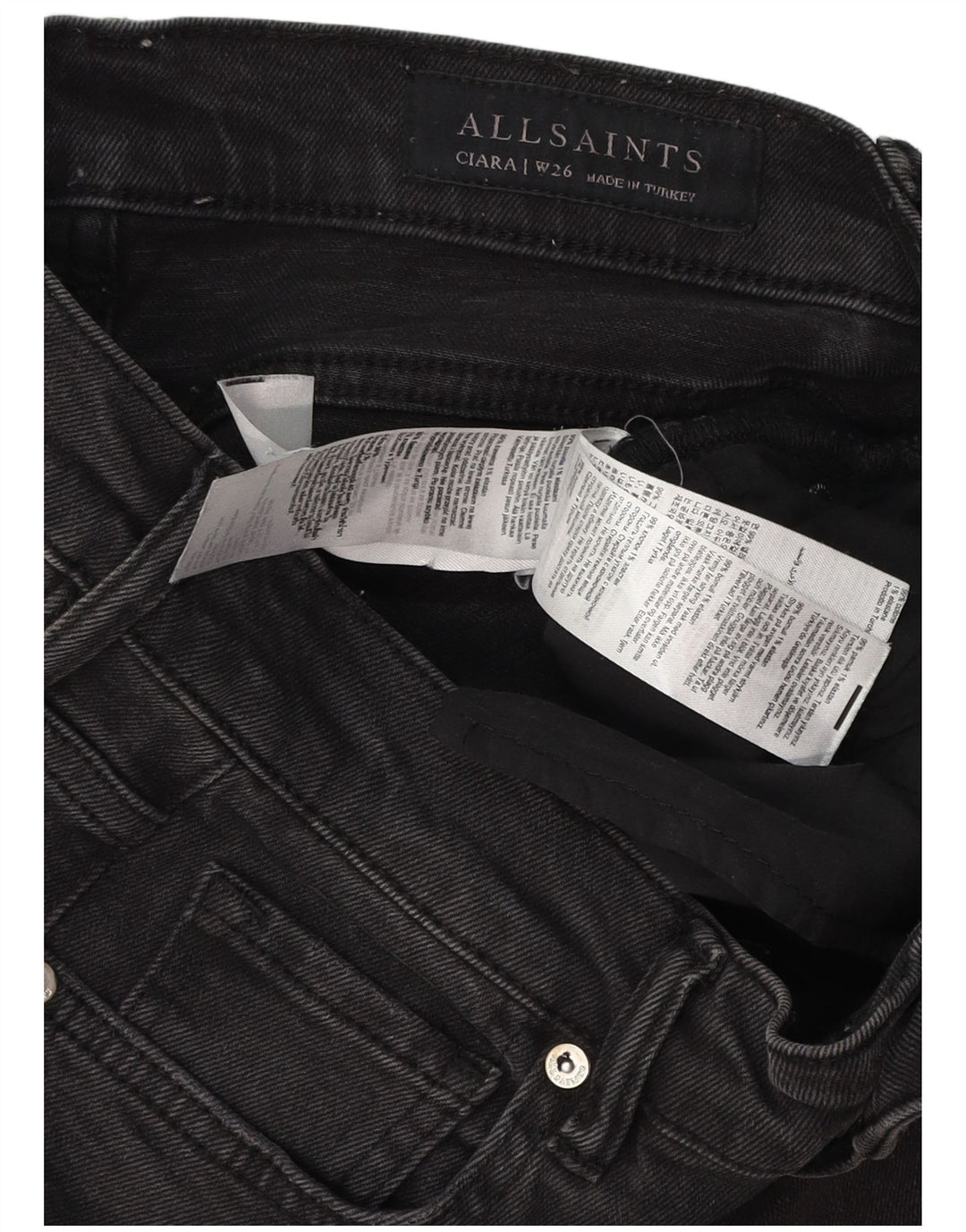 ALL SAINTS Jean Bootcut Femme W26 L30 Noir Coton