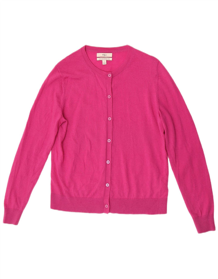 Marks & Spencer Cardigan pour femme en laine mérinos rose moyen UK 12