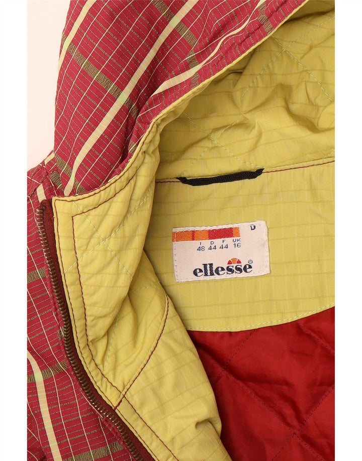 Ellesse Veste coupe-vent surdimensionnée à capuche pour femme UK 16 Grand carreaux rouges