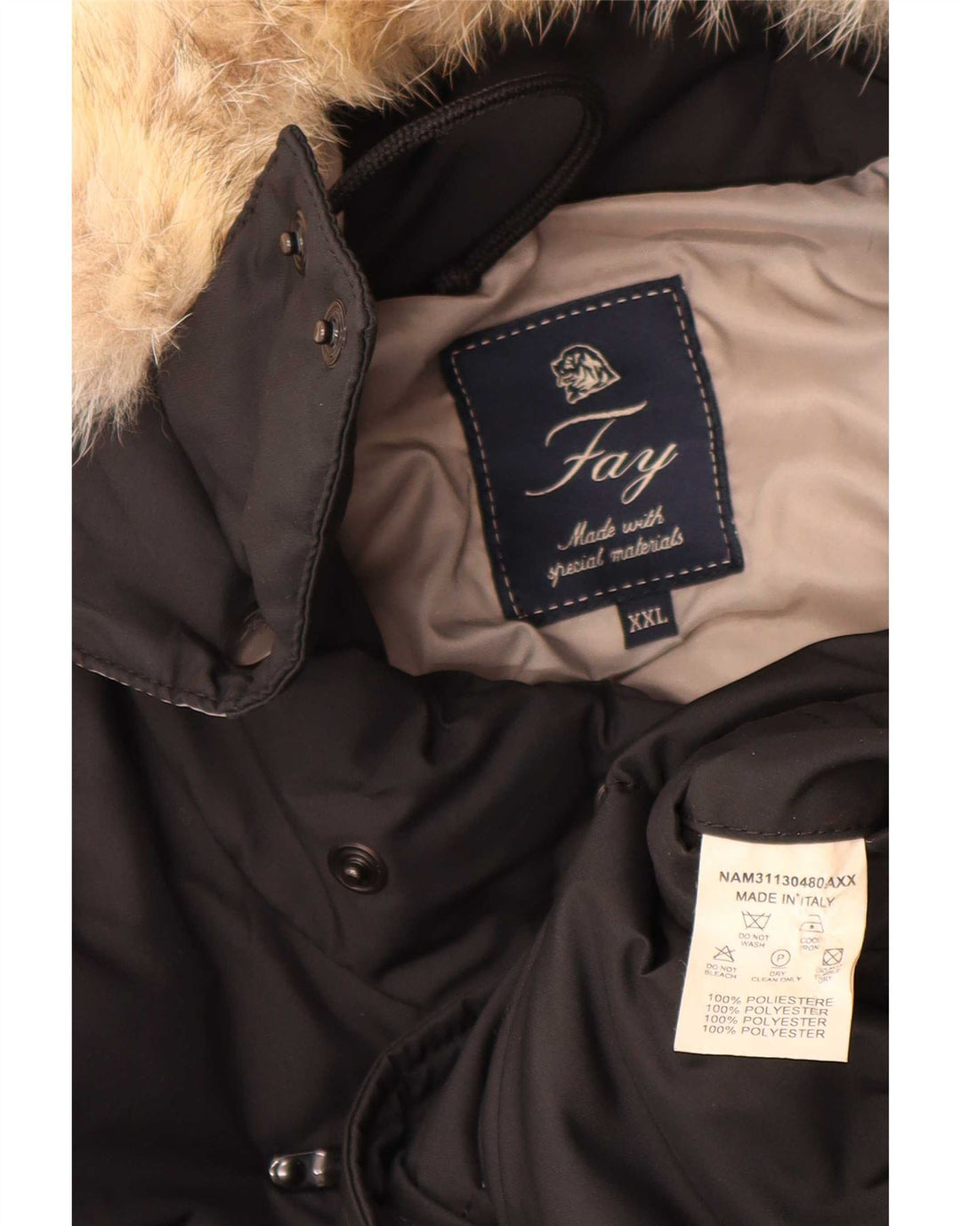 Fay Veste matelassée à capuche pour homme UK 44 2XL Noir Polyester