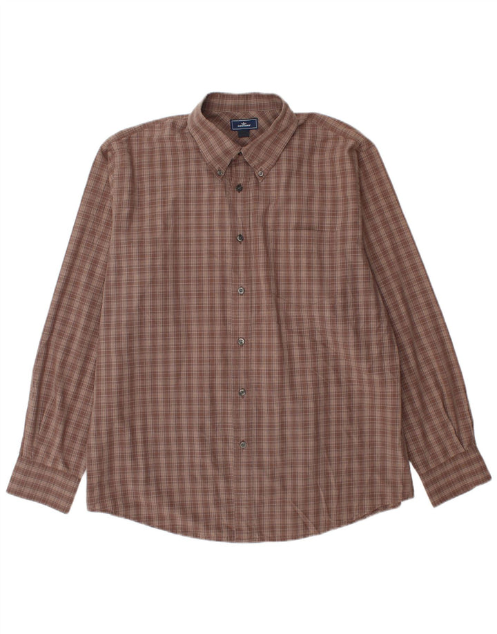 DOCKERS Chemise Homme Taille 16 1/2 Grand Coton à Carreaux Marron