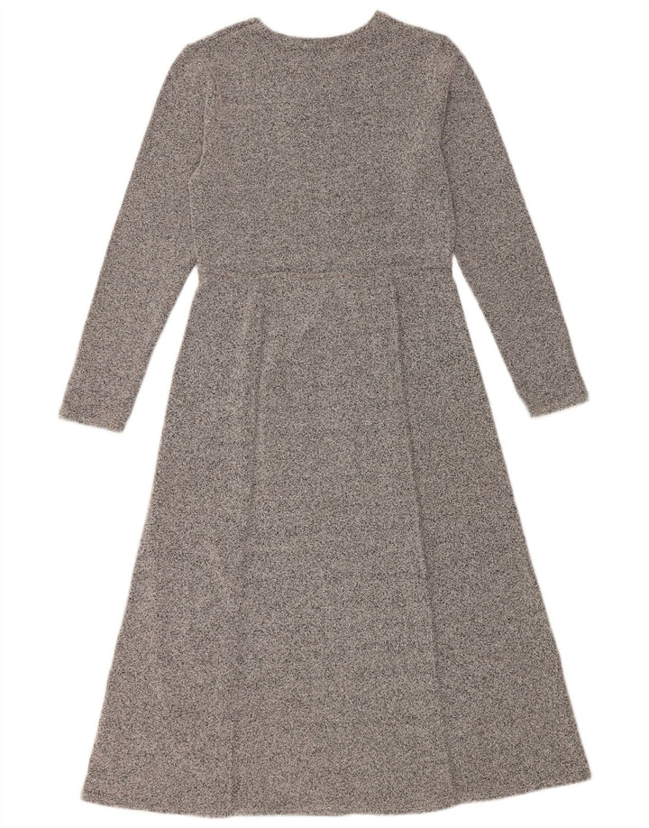 Zara Robe trapèze à manches longues pour femme UK 12 Gris moyen moucheté