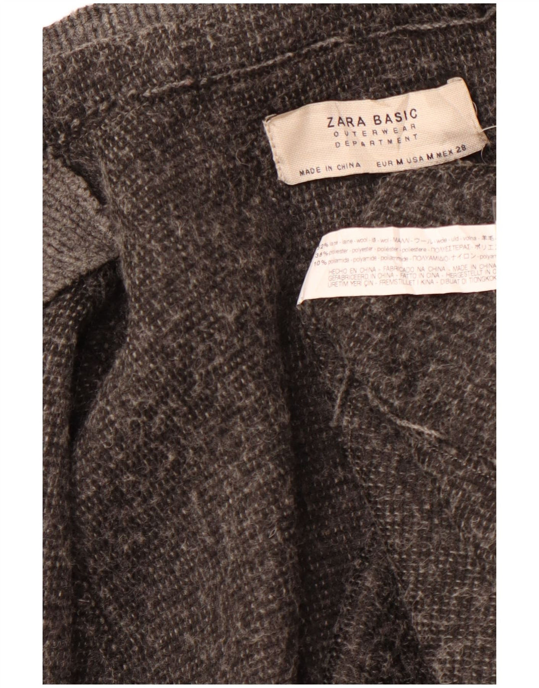 ZARA Manteau à capuche pour femme UK 44 Laine gris moyen