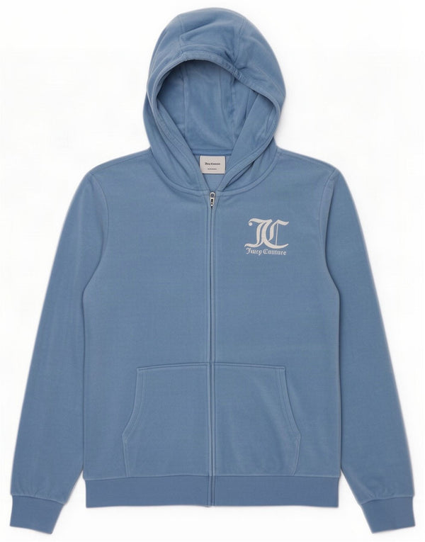 Juicy Couture Pull à capuche zippé en velours pour fille 15-16 ans Bleu Polyester