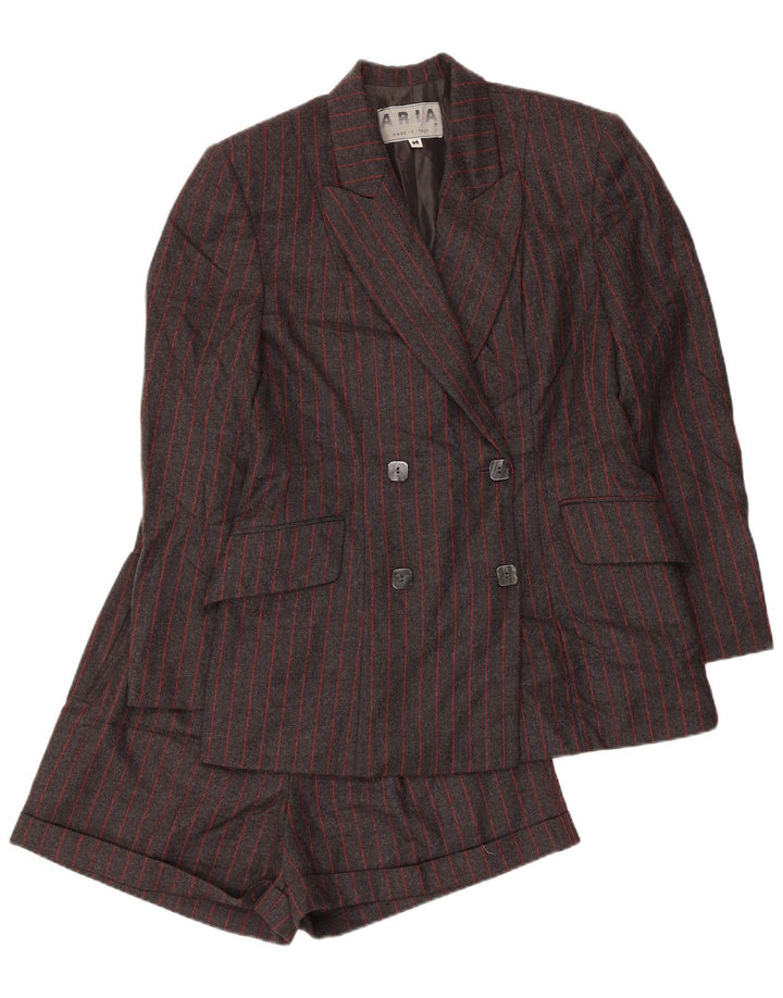 Aria Ensemble 2 pièces à double boutonnage pour femme UK 14 Medium W26 Laine rayée grise