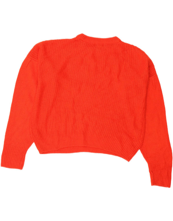 Topshop Pull court surdimensionné à col rond pour femme UK 8 Petit Rouge