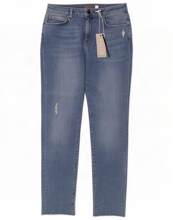 MINT VELVET Jean droit vieilli pour femme UK 10 Small W28 L28 Bleu