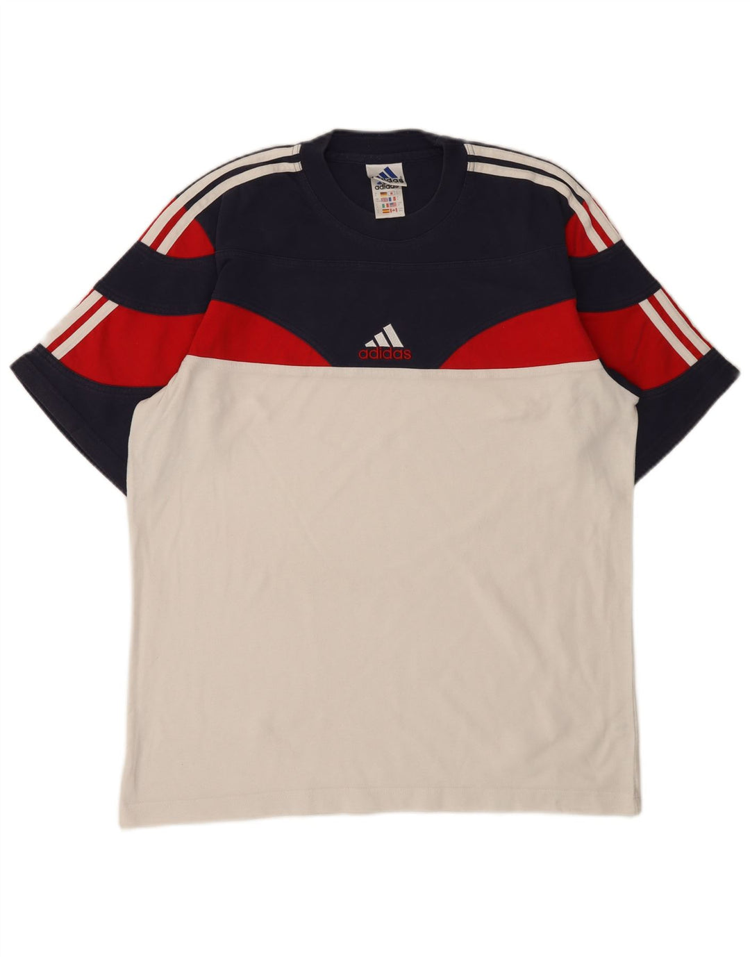 Adidas T-Shirt Homme Top UK 40/42 Moyen Multicolore Colourblock Coton
