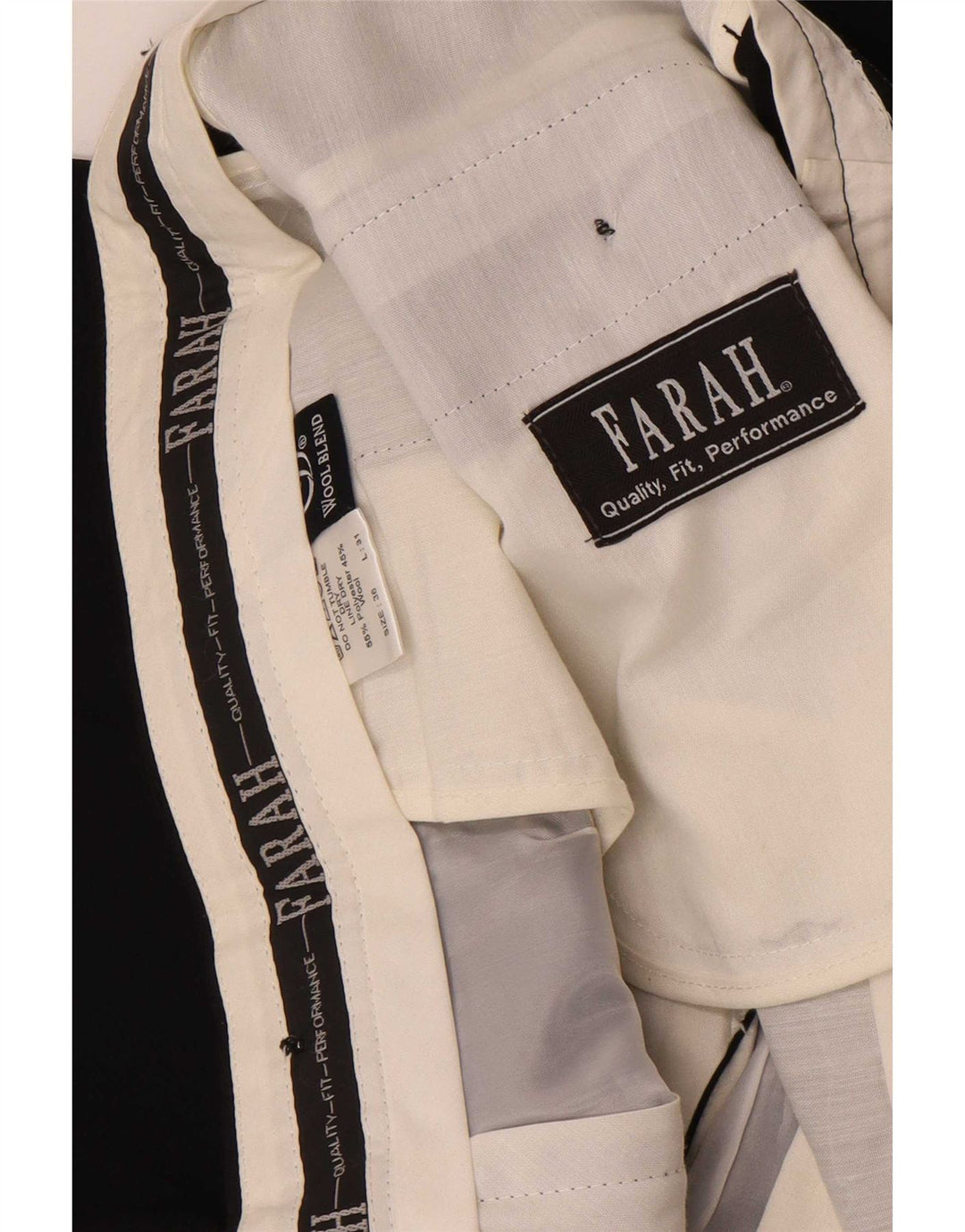 Farah Pantalon de Costume Droit Homme W36 L26 Noir Polyester