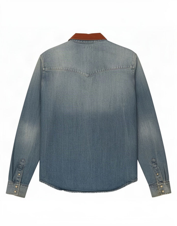 All Saints Chemise En Jean Coupe Slim Bleu Moyen Coton Homme