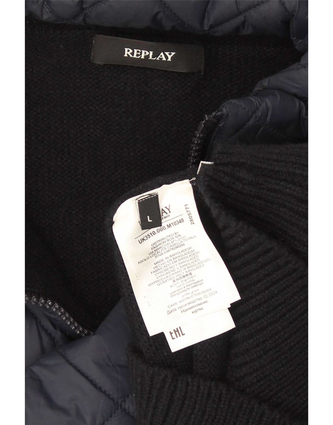 Replay Cardigan Homme Pull Large Bleu Marine Acrylique