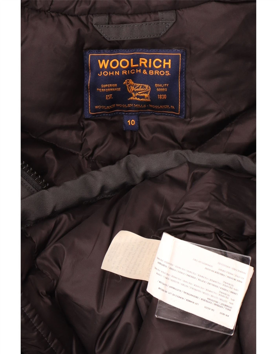 WOOLRICH Manteau rembourré à capuche pour garçon 9-10 ans en coton noir
