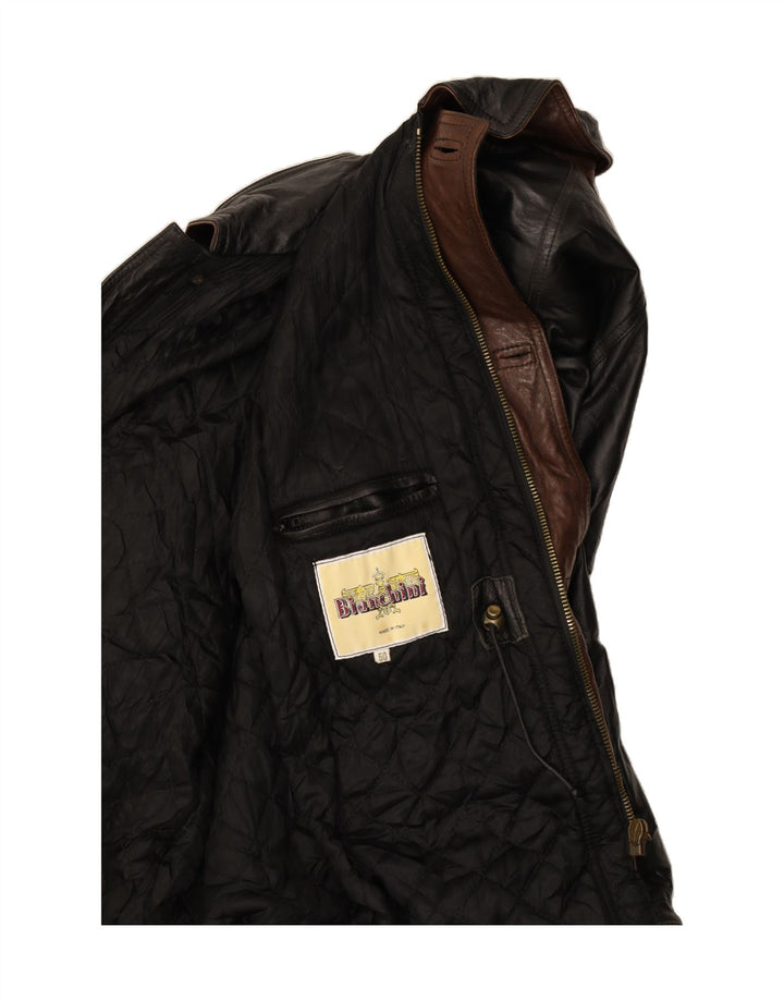 VINTAGE Veste en cuir homme IT 50 Large Noir