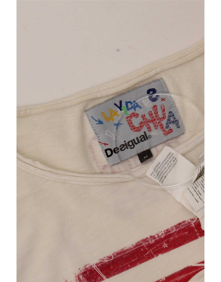 Desigual T-Shirt Graphique Haut Coton Blanc Moyen Homme