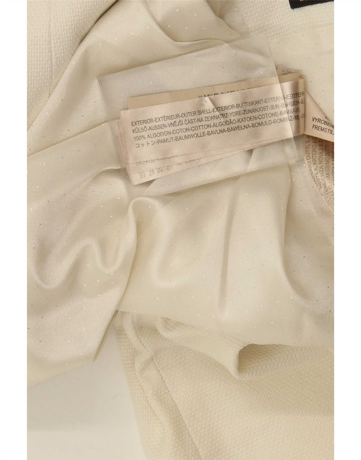 Massimo Dutti Veste Blazer 1 Bouton Femme EU 40 Moyen Blanc Cassé Coton