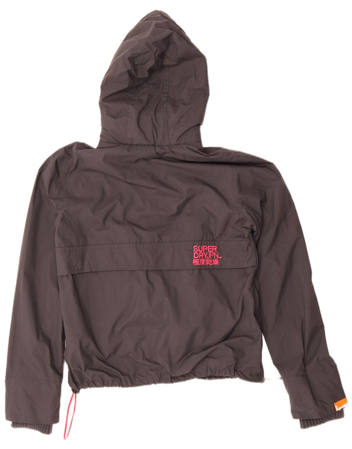 SUPERDRY Womens Hooded Windbreaker Jacket UK 16 Large Black